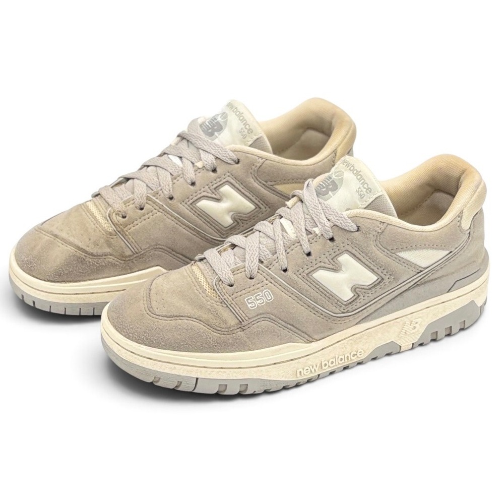New Balance 550 GSB550NE Kids Size 5Y M Gray Suede Basketball Shoes Low Top 2023